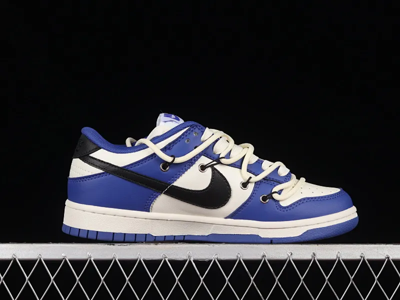 All Categories Nk SB Dunk Series Nk SB Dunk Low Low-top Sneakers Nk Dunk Low White Blue Customized Deconstructed Strap Dip-Dye Casual Sneakers DD1503-119
